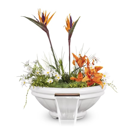 The Outdoor Plus 24 Round Roma Planter & Water Bowl - GFRC Concrete - White - OPT-ROMPW24-LIM